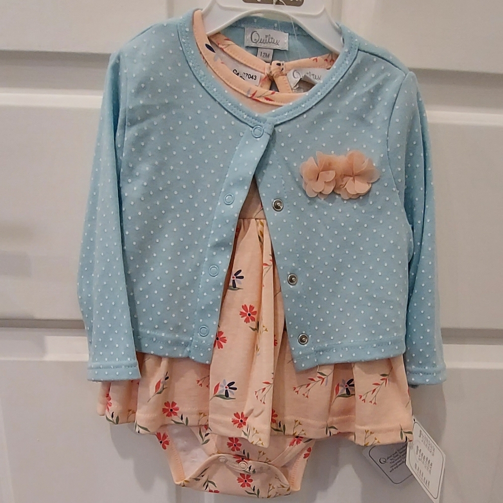 Quiltex Baby Girl Dress with Cardigan